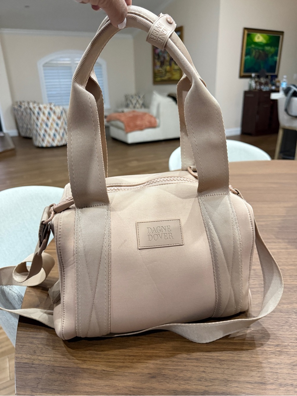 Dagne Dover Mini Duffel Crossbody Bag in Blush Beige - Picture 3 of 7